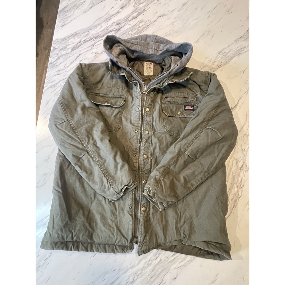 Dickies XL Insulated Hooded Utility Work Jacket Olive Green  Heavyweight.Size XL